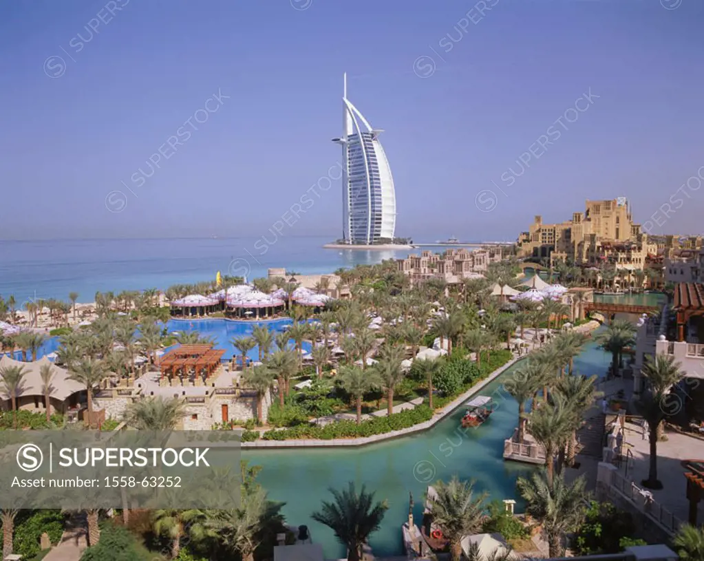 United Arabic emirates, Dubai, Luxury hotel Burj Al Arab, Medinat,  Jumeirah, Poollandschaft, Fore Orient, Near east, near east, Arabic peninsula Arab...