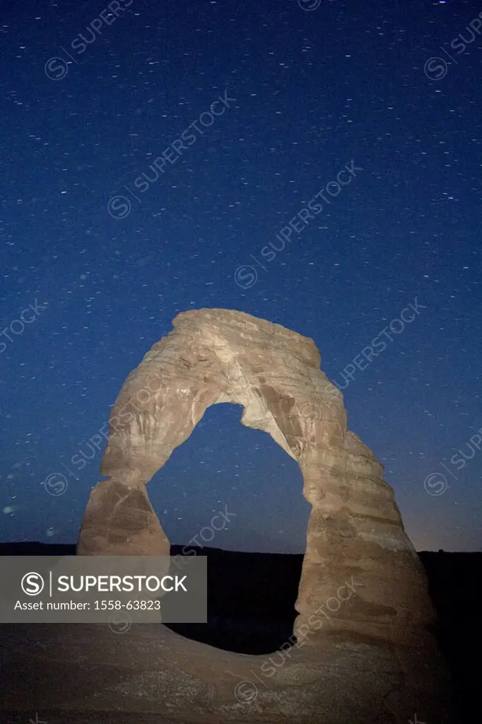 USA, Utah, Arches National park,   Delicate Arch, night, heaven, stars,  North America,  United States of America, national park, rocks rock landscape...