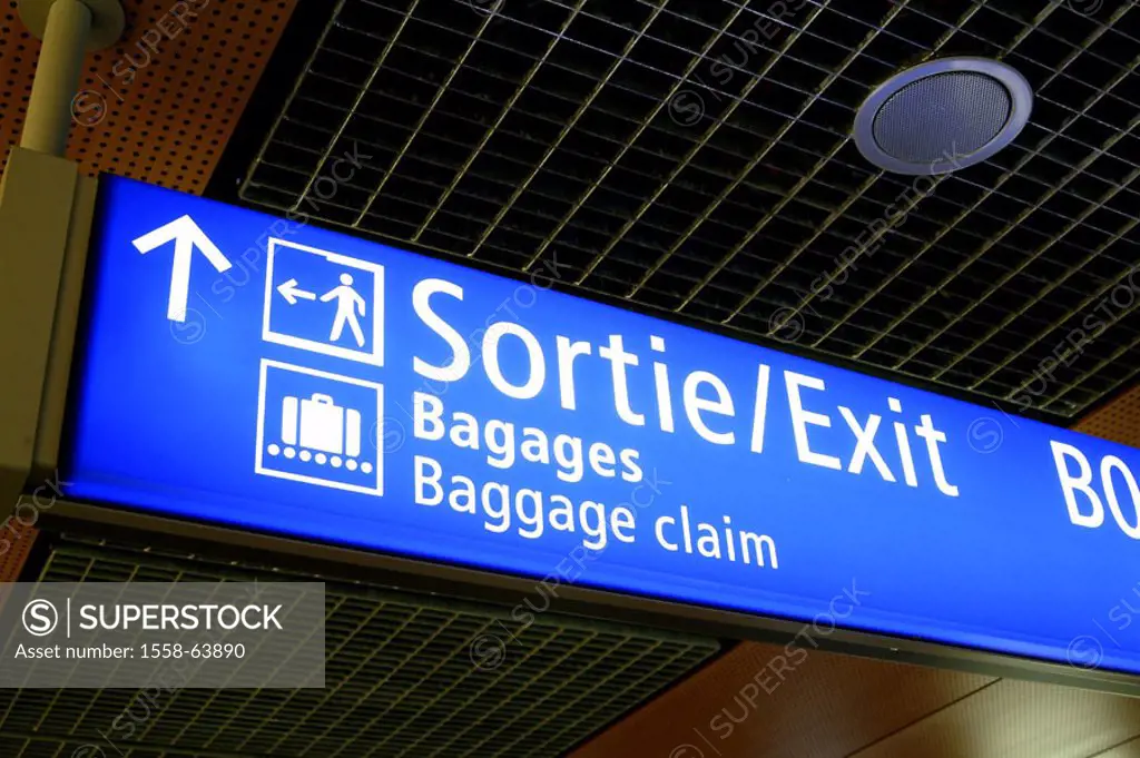 Transportation, traffic, airport,  Sign, exit, Sortie, Exit, Luggage edition  Airport, trip, business, Travel, travel, flie, flight trip, information,...
