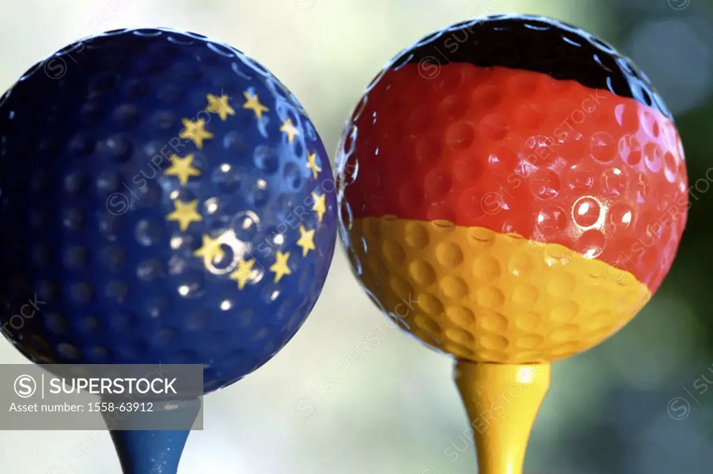 Golf balls, EC, Germany, Europe,  Nations  Golf games, tea, tea, ball, golf ball, balls, patterns, black red gold, EC stars, all-European, German, Eur...