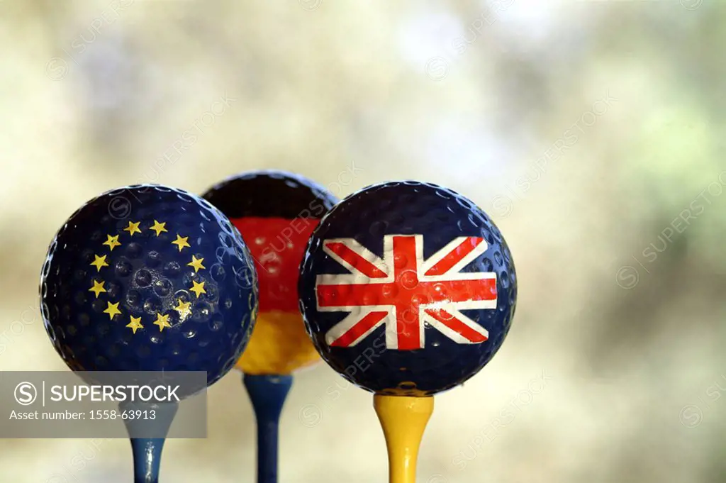 Golf balls, EC, Great Britain, Germany, Europe, nations,  Golf games, tea, tea, ball, golf ball, balls, patterns, black red gold, EC stars, union Jack...