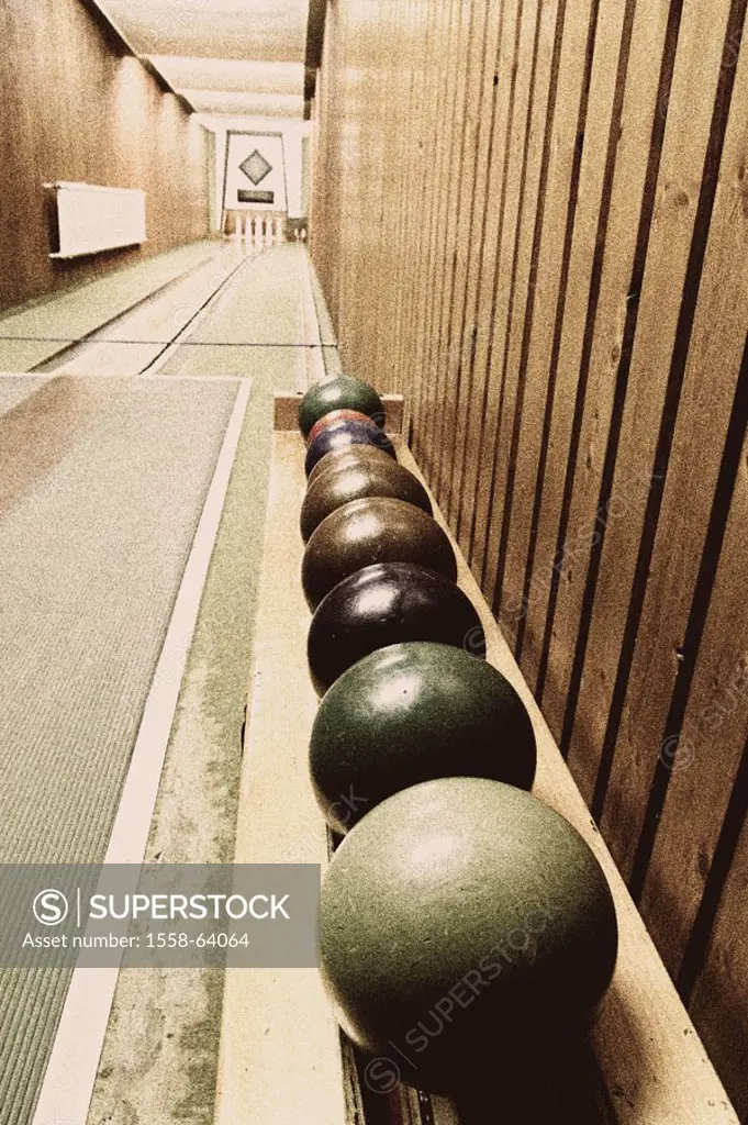 Bowling alley   Leisure time, hobby, sport, cones, track, balls, cones, installation, game, clears, ´all Neune´, match, sociability, skill, precision,...