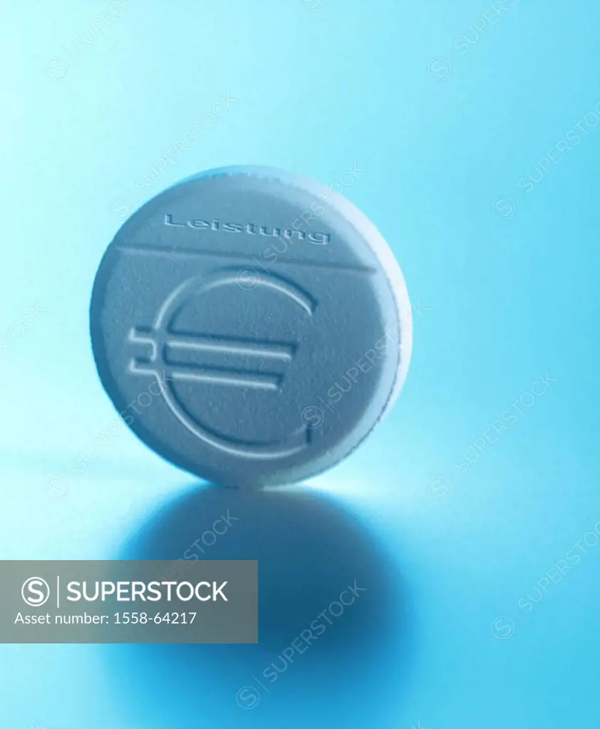 Pill, stamping, stroke performance,  Euro signs  Series, health, illness, pharmacy, medicine, medicine, quietly life, fact reception, studio, color mo...
