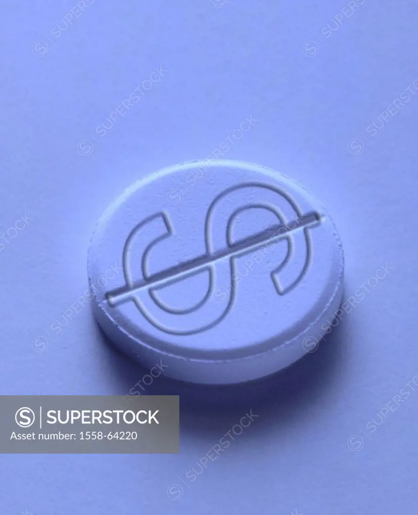 Pill, stamping, dollar signs   Series, health, illness, pharmacy, medicine, medicine, quietly life, fact reception, studio, color mood, color blue, co...