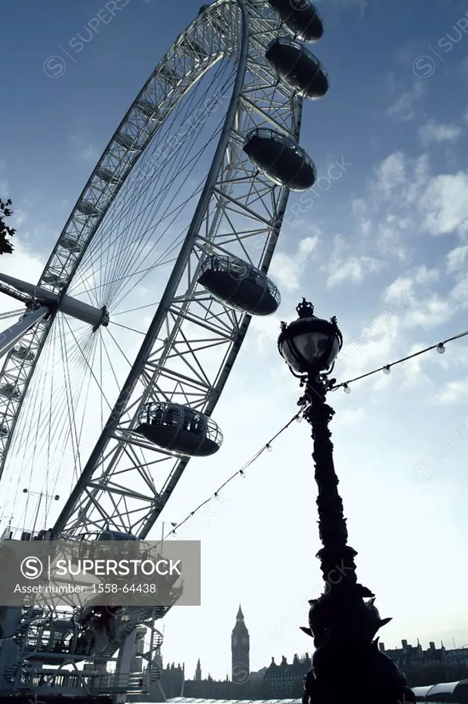 Great Britain, England, London,  London Eye, lantern,  Europe, capital, millennium Wheel, giant wheel, Thames shores, sight, landmarks