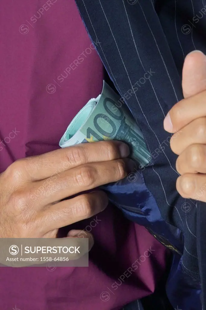 Man, jacket, Innentasche,  Bills, pockets, detail  Business, businessman, money, 100-Euro-seems,  shows, cash, concept, solvent, liquid, liquid, solve...