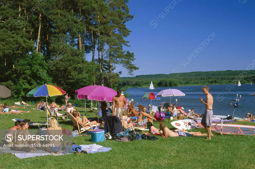 Germany, Bavaria, central franconia, Baby bromine brook sea, swimmers, summer, , Franconian´s Seenland, leisure time, vacation, summer vacation, vacat...