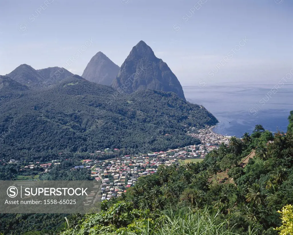 Little one Antilles, Saint Lucia, Soufriere,  , background, Pitons  West Indian islands, southern islands over the wind, Caribbean island, Caribbean, ...