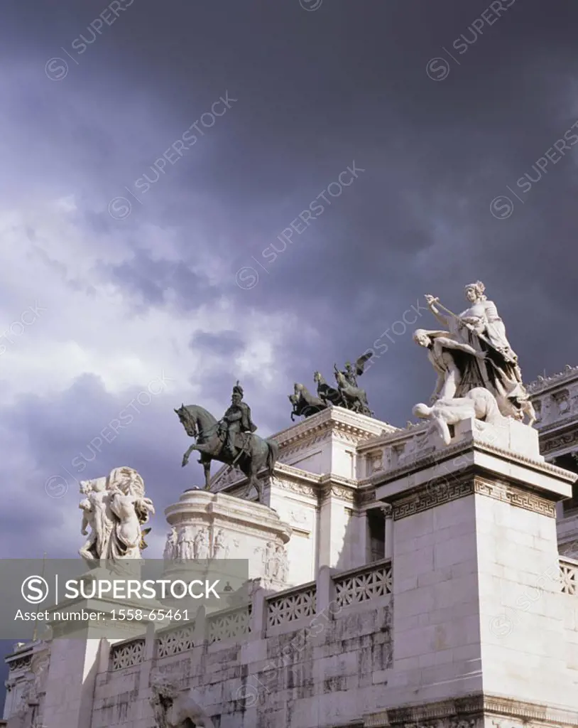 Italy, Rome, Monumento Nazionale a Vittorio Emanuele II, detail,  Europe, Southern Europe, region Latium, capital, piazza Venezia, national monument, ...