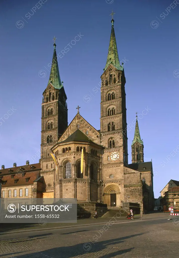 Germany, Bavaria, head franc, Bamberg, old town, Domplatz, Bamberger, Cathedral, summer, dusk Archbishop seat, UNESCO-World Heritage Site, emperor cat...