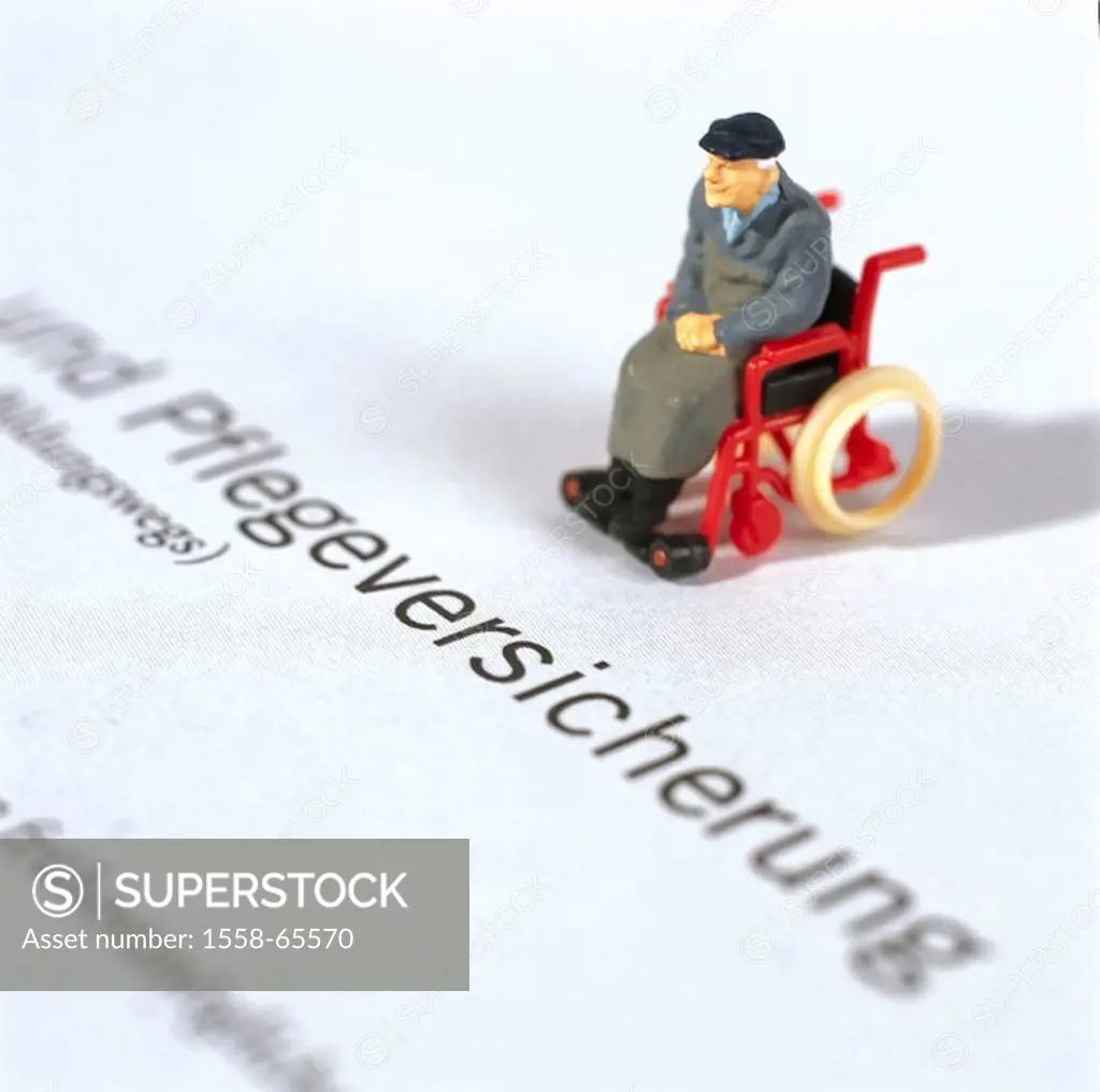Form, foster insurance,  Toy figure, pensioners, wheelchair  Foster insurance, health insurance, foster step, authorization, judgment, foster need, il...