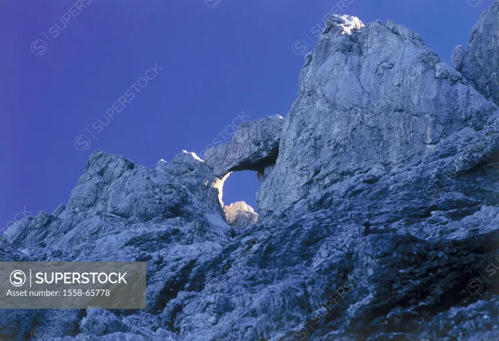 Austria, Salzburger country,  Berchtesgaden Alps, Hochkönig, Ridge, devil holes, Europe, mountains, mountains, mountain, Klettersteig, rocks, Rock bow...