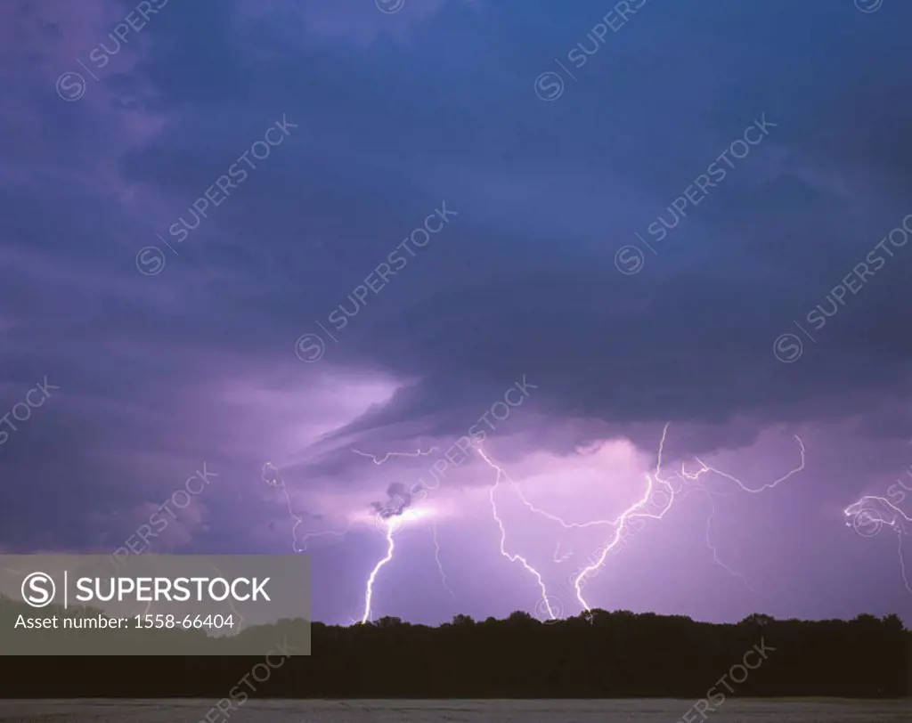 Landscape, silhouette, heaven,  Thunderstorms, lightnings, night  Nature, weather, lightning, nature appearance, nature drama, power, strength, energy...