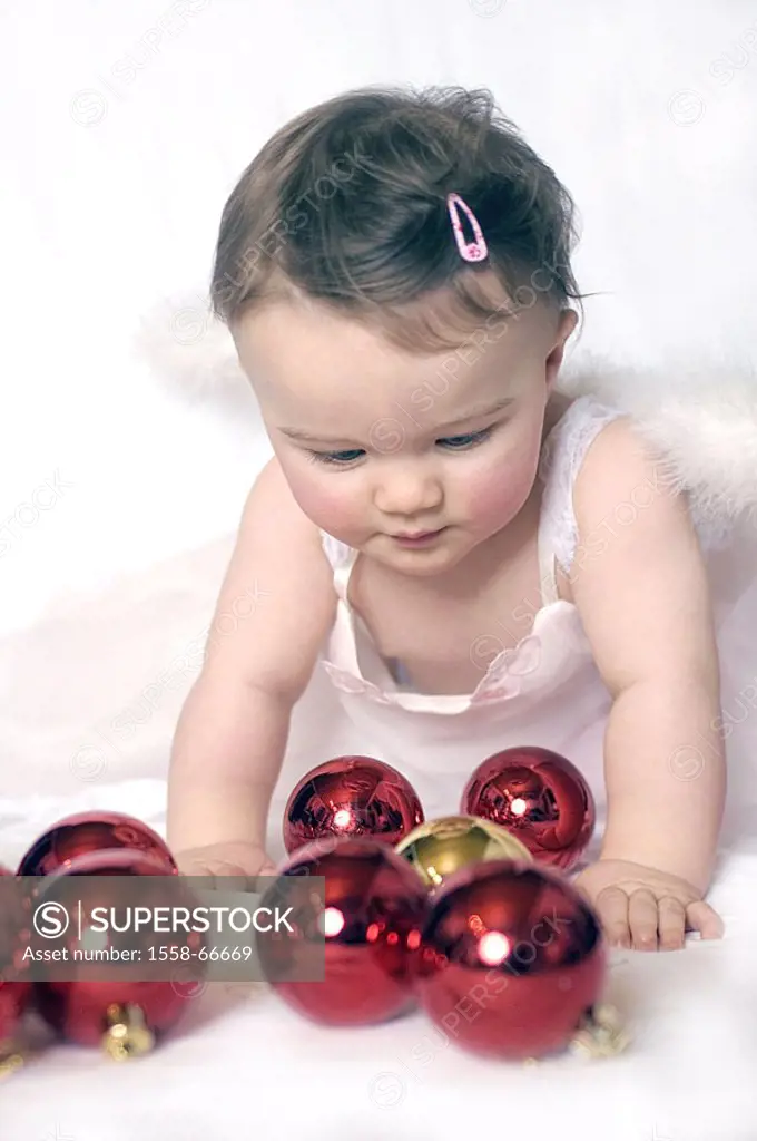 Toddler, girls, Tüllkleid,  Wing, Christmas balls, white playing  Child, baby, 8 months, little dress, dress, pink, angels, Angel wings, little angels...