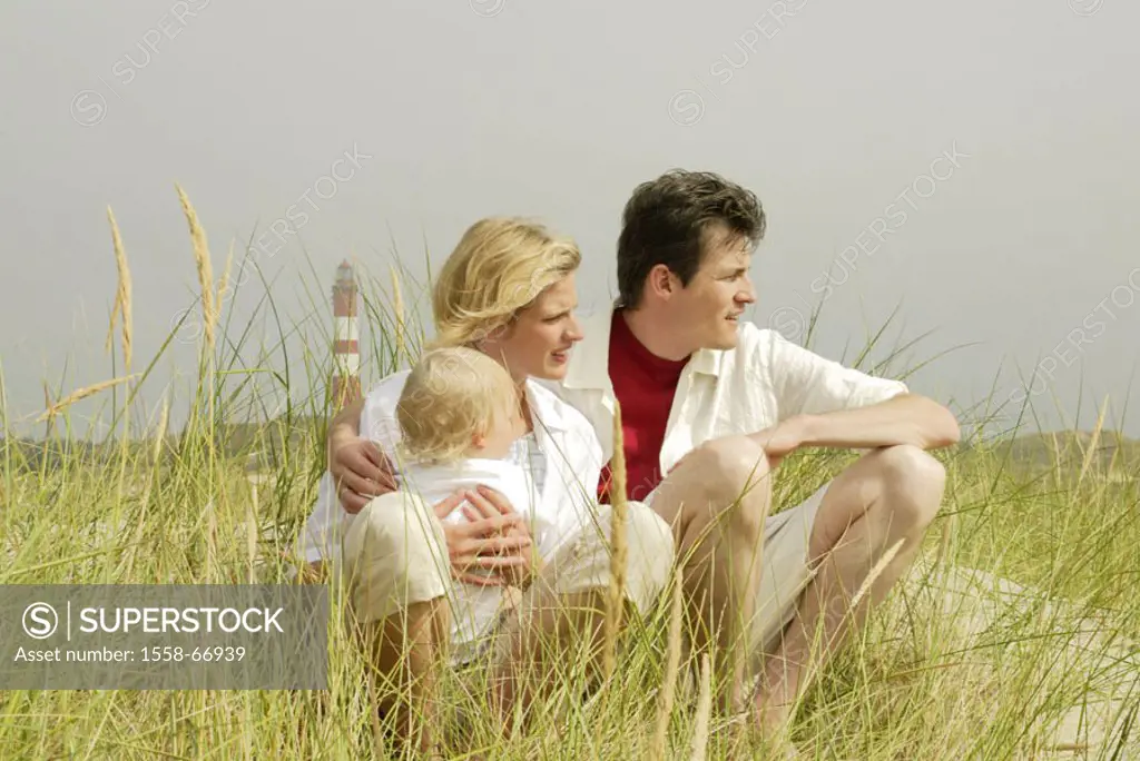 Germany, North sea island Amrum,  Dune landscape, family, relaxation, Background, lighthouse, Series, Schleswig-Holstein, North Frisian islands, islan...