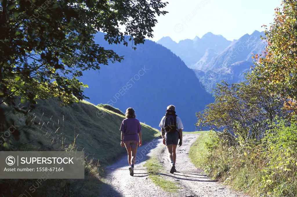 Austria, Ötztaler Alps, hikers,  view from behind  Nature, couple, leisure time, activity, together, footpath, hike, between direction of fire, stroll...