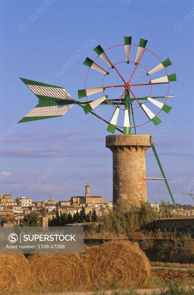 Spain, , island Majorca, Sant,  Jordi, Windrad,  Europe, Mediterranean island, background, place, skyline, utilization, energy, wind energy, alternati...