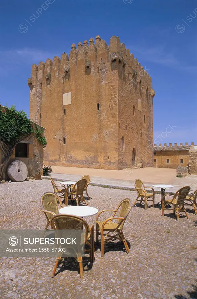 Spain, , island Majorca,  Torre de Canyamel  Europe, Mediterranean island, close to Arta, sight, tower, tower buildings, defense tower, powerful, arch...