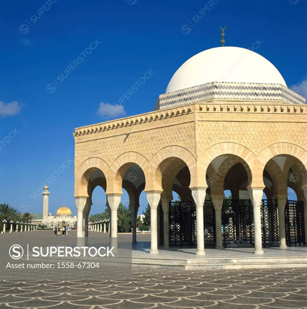 Tunisia, Monastir, mausoleum the family Bourguiba, detail,  Africa, central Tunisia, Bourguiba-Mausoleum, funeral construction, construction, columns,...