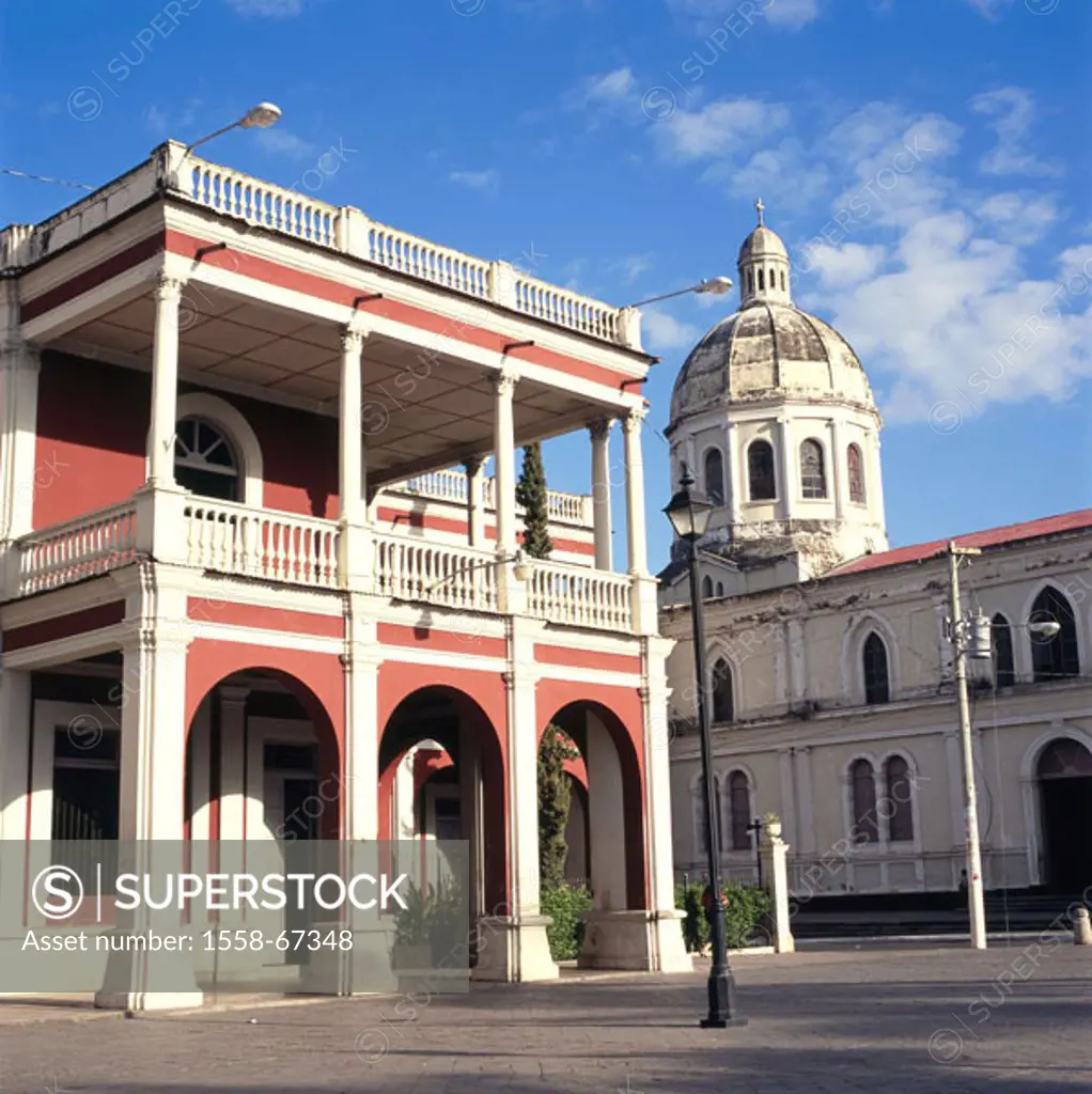 Nicaragua, grain Ada, ´Palacio Episcopal´   Central America, Parque Central, Bishop´s Palace, Buildings, 1913, neuklassischer style, facade, red-know,...