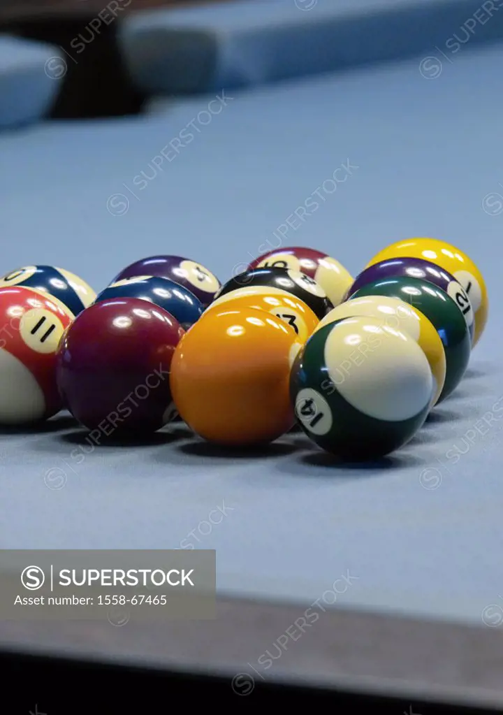 Billiard table, balls, order,  Impulse  Billiard, pool billiard, billiard balls, colorfully, installation triangle beginning, beginning, table, felt, ...