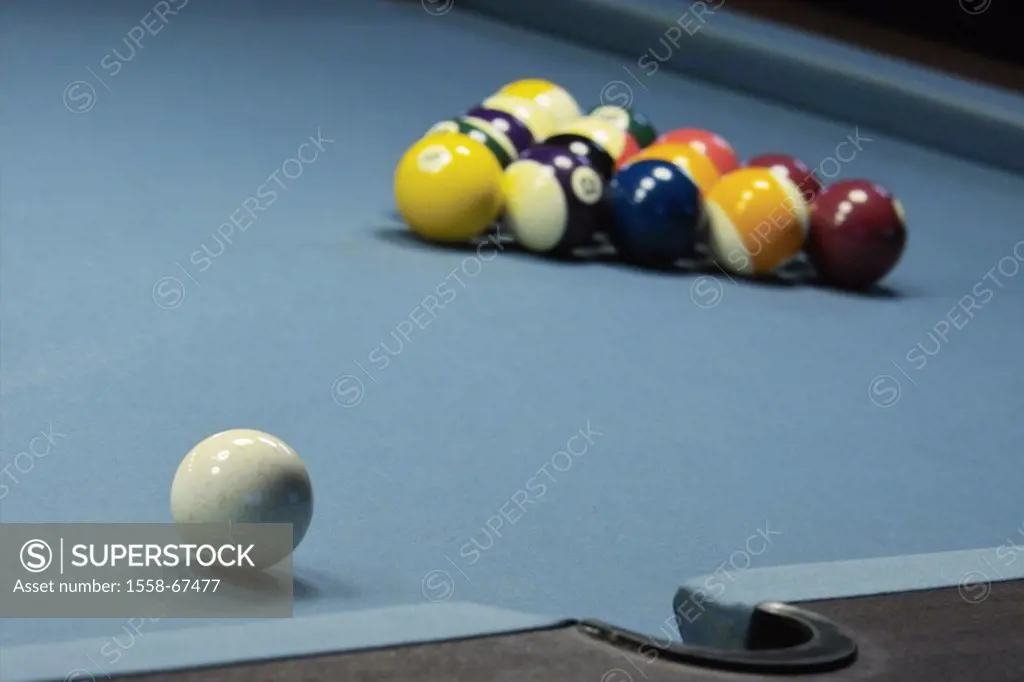 Billiard table, balls, gangs,  Hole, detail,  Billiard, billiards, pool billiard, billiard balls, order, impulse, beginning, beginning, installation, ...