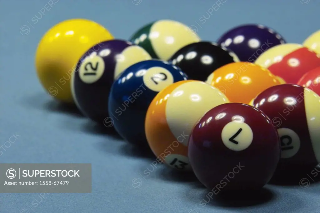 Billiard table, balls, order,  Impulse, detail,  Billiard, pool billiard, billiard balls, colorfully, installation triangle beginning, beginning, tabl...