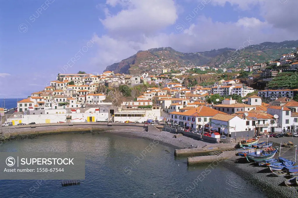 Portugal, island Madeira, Camara de  Lobos, skyline, docks  Europe, Atlantic island, destination, place, fisher place, harbor, fisher harbor, sea, Atl...