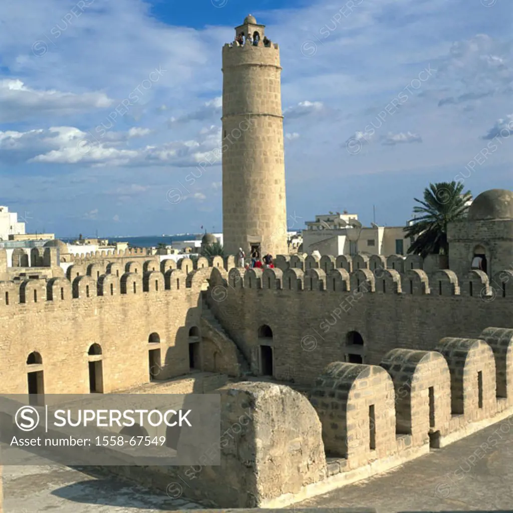 Tunisia, Sousse, Ribat,  Outlook storm, tourists,  Africa, central Tunisia, defense construction, fortress, 822, defense castle, tower, construction, ...