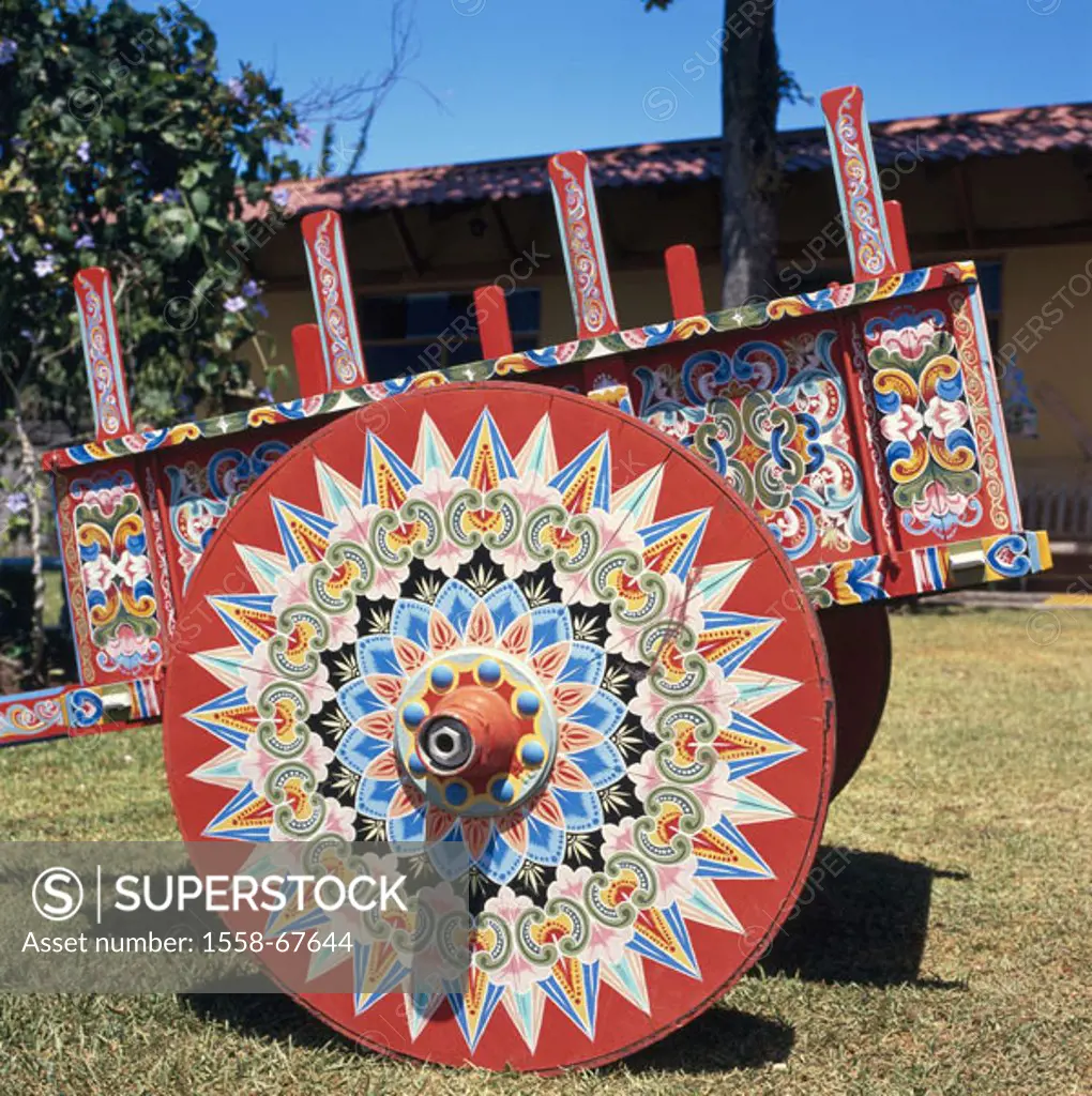 Costa Rica, Sarchi, wood carts, paints   Central America, headquarters plateau, carts,  Horse cars, colorfully, painting craft handicraft, tradition,
