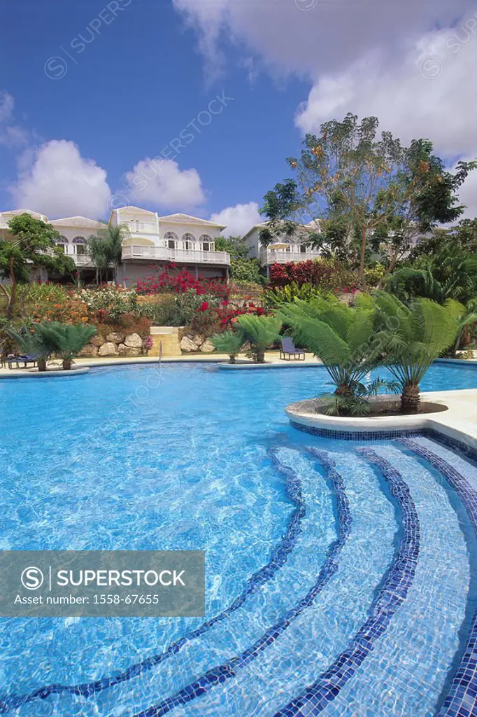 Caribbean, little one Antilles, island Barbados,  Royal Westmoreland golf Course,  Vacation houses, pool, detail West Indian islands, Caribbean island...