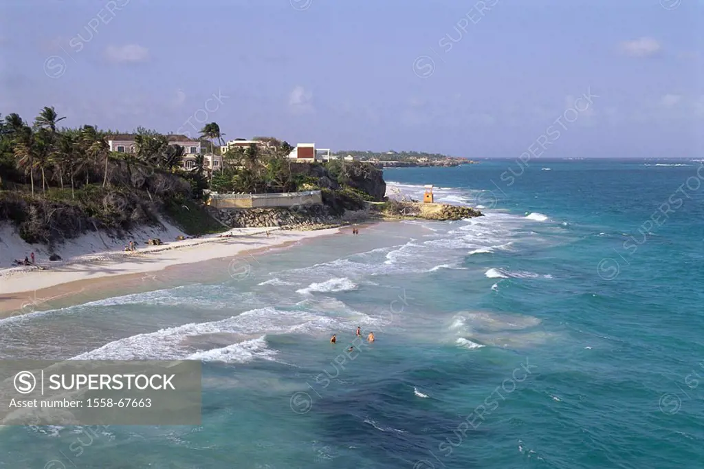 Caribbean, little one Antilles, island Barbados,  Crane Beach, sea, swimmers  West Indian islands, Caribbean island, Caribbean sea, destination, beach...