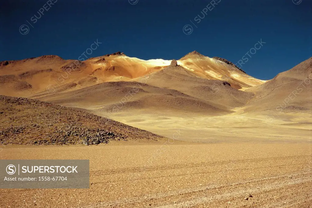 Bolivia, mountain desert, close to Salar de Uyuni  South America, southwest Bolivia, landscape, nature, Andes, mountains, highland, sand, lanes, track...
