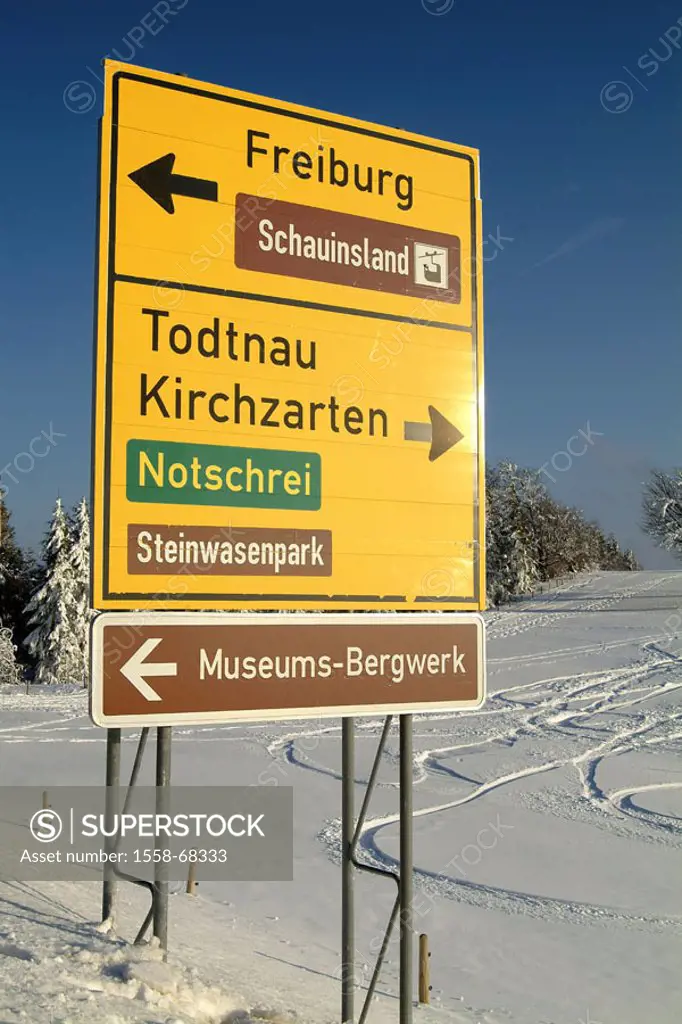 Germany, Baden-Württemberg,  Black forest, traffic sign,  Signposts Europe, high Black forest, sign, sign, hints, directions, Richtungweisend, sights,...
