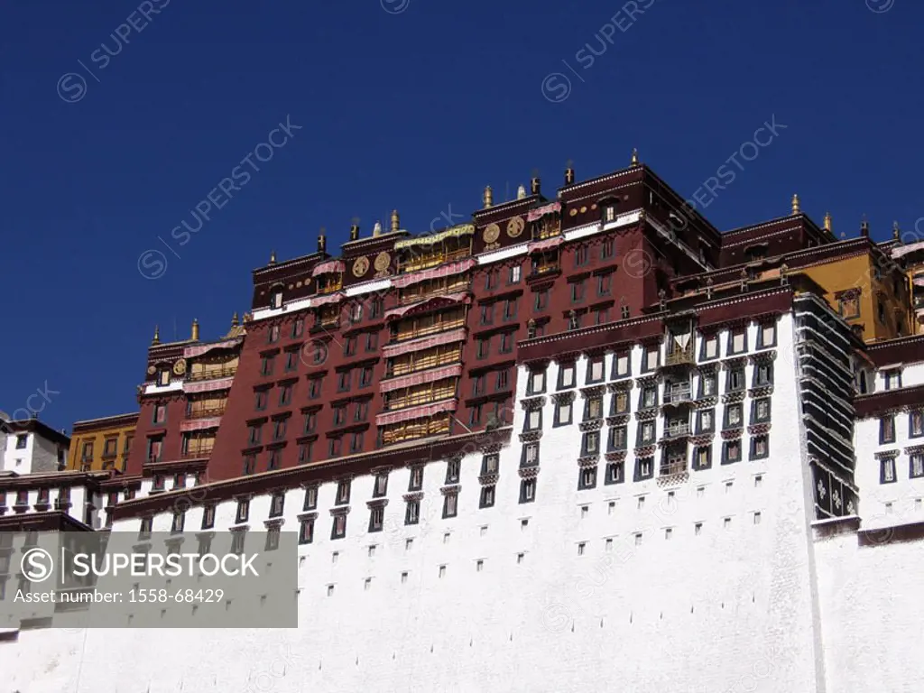China, Tibet, Lhasa, Potala-Palast,   Asia, sight, UNESCO-World Heritage Site, Potala palace, palace installation, red palace, Potrang Marpo, thirteen...