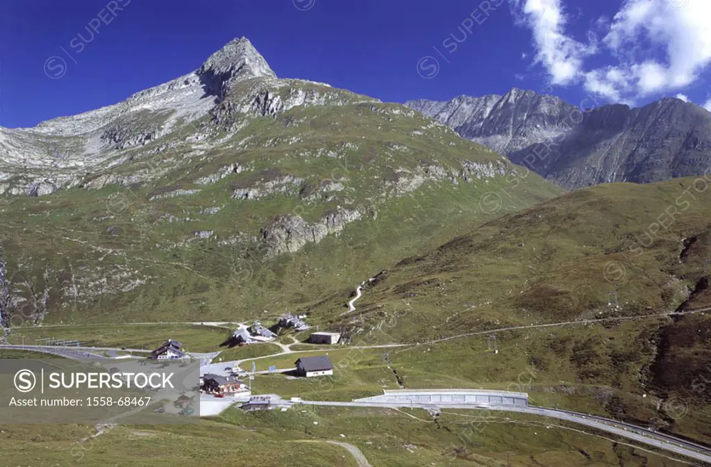 Switzerland, Glarner Alps, Oberalppass, Passport height 2046 m, Westseite,  Mountains, mountains, highland, mountain passport, passport, overview, hou...