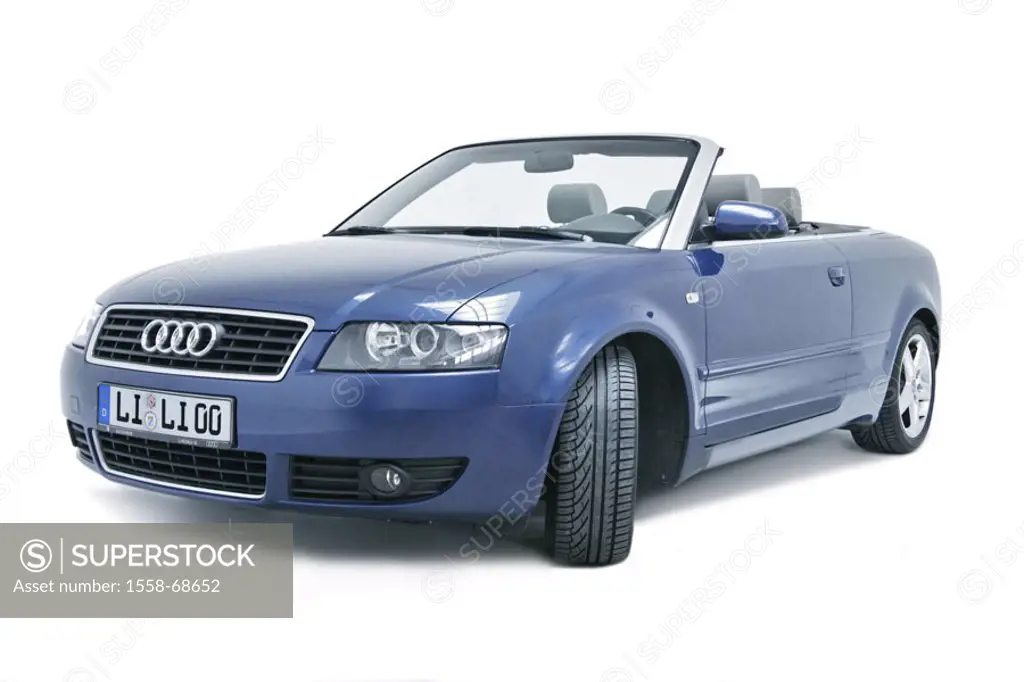 Car, Audi, Cabrio only editorially! License plate unrecognizable does Series, private car, vehicle, Neuwagen, athletically, sport cars, blue, lacquer,...
