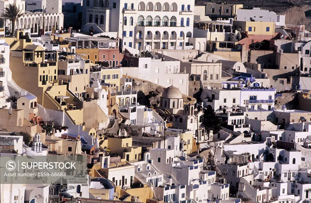 Greece, island Santorin,  view at the city, detail,  Kykladeninsel, Fira, volcano island, northwest coast, main place, houses, residences, buildings, ...