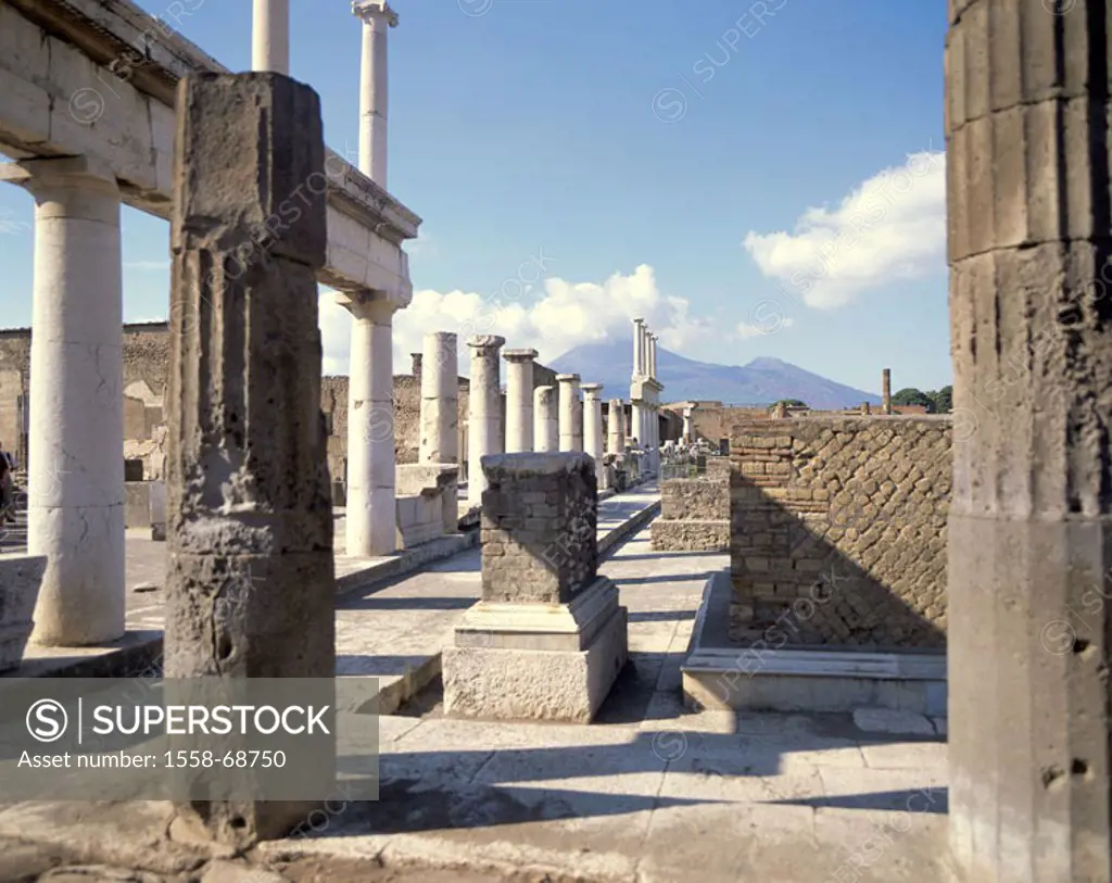 Italy, Kampanien, Pompeii,  Administration buildings, ruins,  Campania, Pompei, excavation place, antique, market place, remains, history, culture, hi...