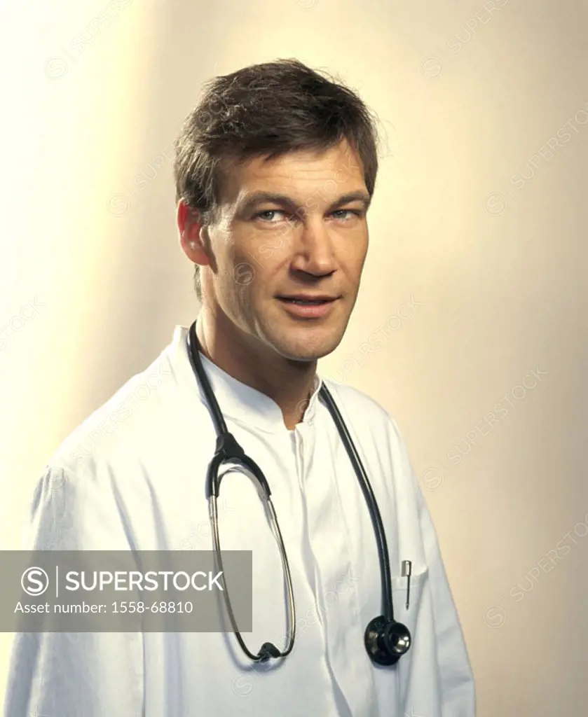 Doctor, stethoscope, Halpporträt   Man, 30-40 years, occupation, doctors, doctor, treatment, therapy, trust, technical knowledge, hospital, doctor´s o...