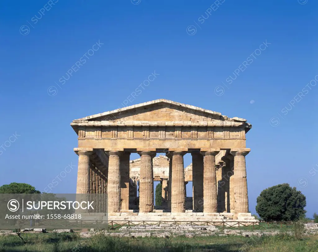 Italy, Kampanien, Paestum,  Ruin place, Neptune temples,  UNESCO-World Heritage Site Golf of Salerno, destination, sight, culture, buildings, ruins, t...