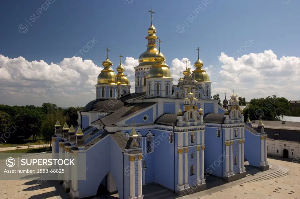 Ukraine, Kiev, cloister St. Michael,  Church  Europe, Eastern Europe, sight, culture, cloister installation, built 1108-1113, destroyed  1936-1937, re...
