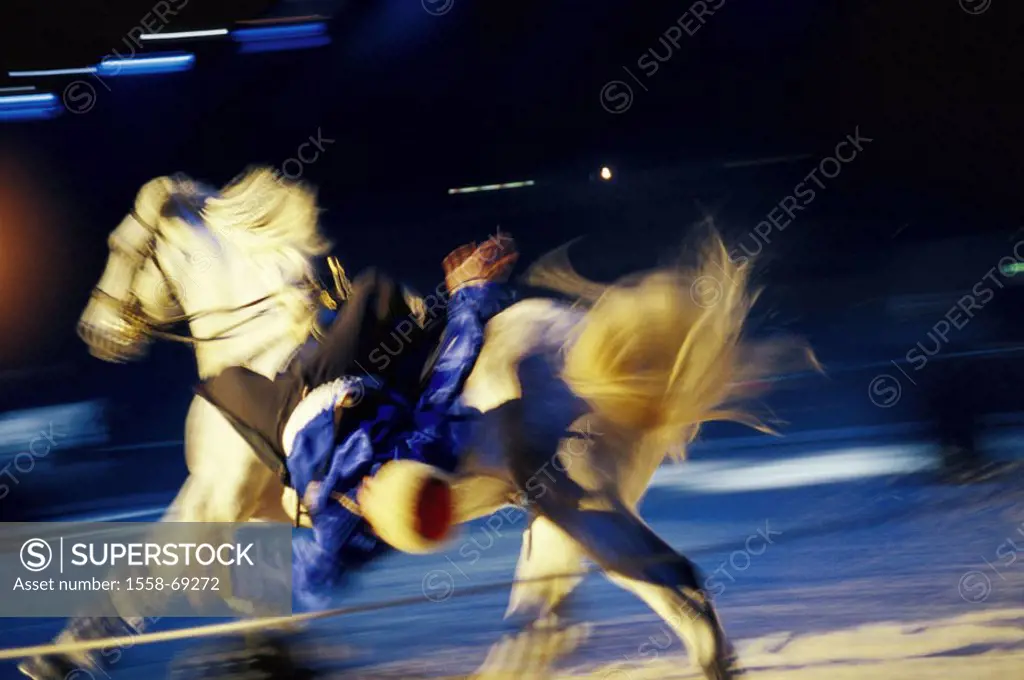 Horse show, ring, riders,  Limelight, fuzziness, only editorially! Horse gala, performance, show, presentation, ´gala night of the horses´, ´Apassiona...