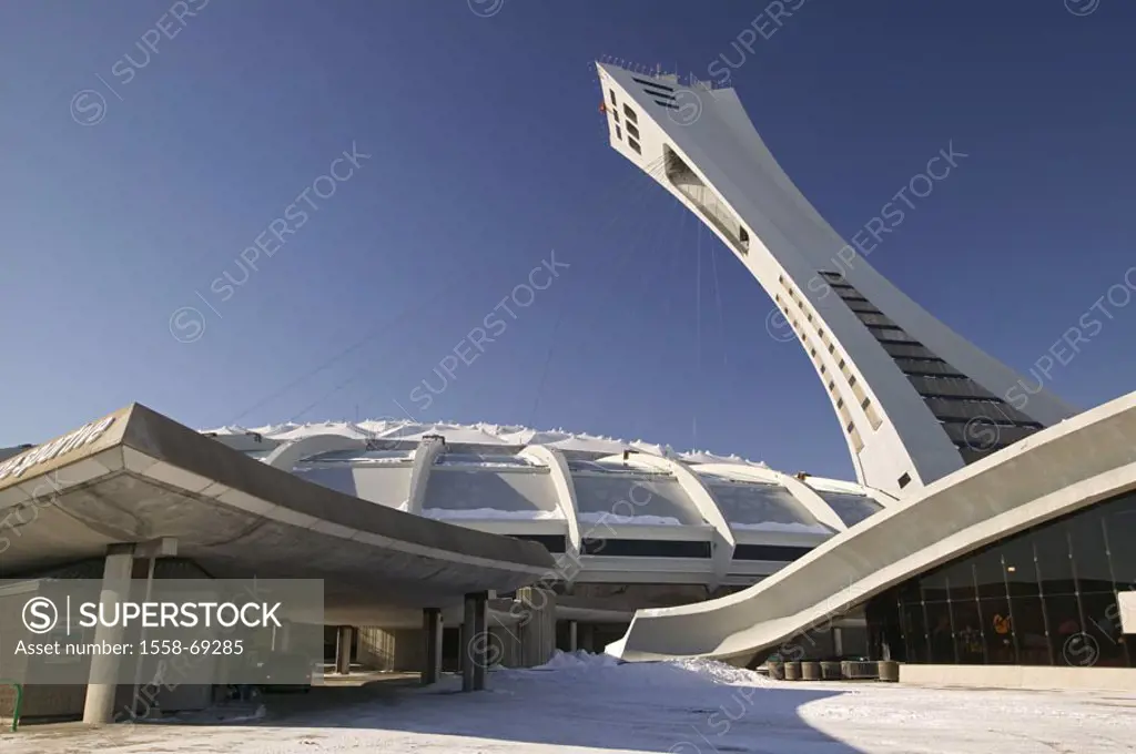 Canada, Montreal, Olympiastadion, Detail, winters,  North America, Parc Olympique, Rue Viau, stadium, sports arena, construction, futuristic, architec...