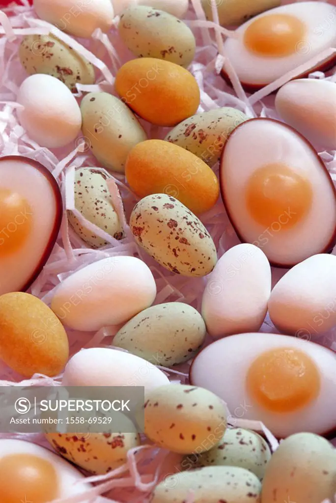 Easter, candies, bonbon eggs, Sugar coated tablet eggs  Easter, Eastertime, nest, candies, candies, sweet, sweet, saccharated, bonbon confectionery,  ...