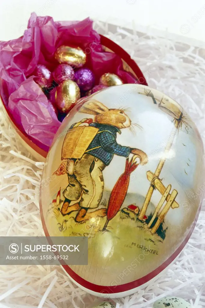 Easter, candies, chocolate eggs, Package, Karton-Ei, painted,  Easter motive Easter, Eastertime, Easter nest, sweet, candies, saccharated, sweetly, Ea...