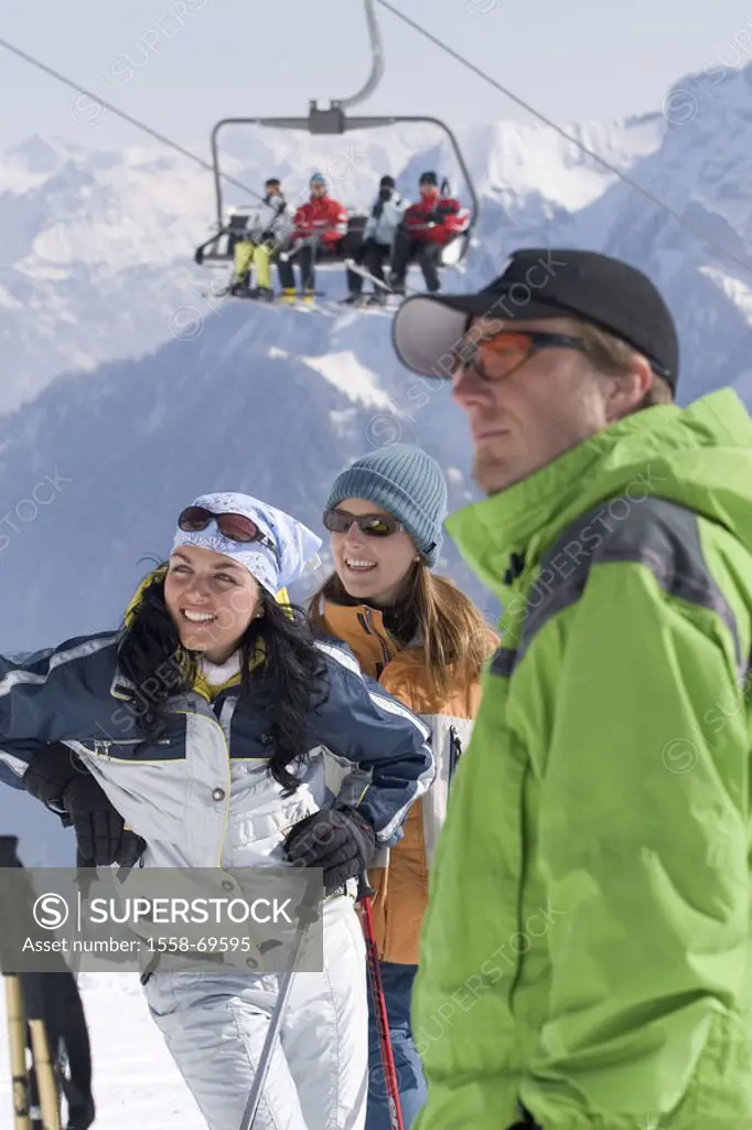 Skipiste, women, ski instructors, explanation, Detail  Track, ski departure, departure, friends, ski course, man,  Skis, learning, skiing, winter spor...