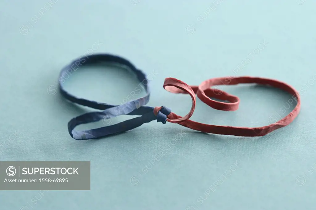 Elastic, red, blue, knotted   Household rubber, rubber, rubber rings, elastic, expansive, flexibly, holding practically, hold, fixes, vigour, elastici...