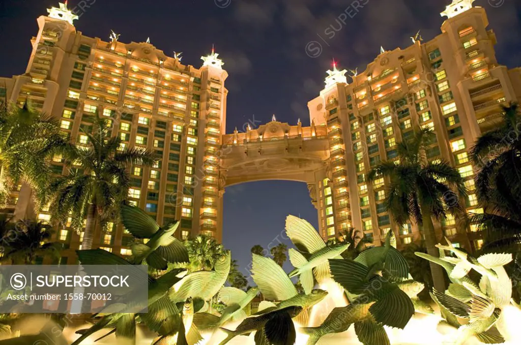 Bahamas, Nassau, luxury hotel, Casino, buildings, in the evening