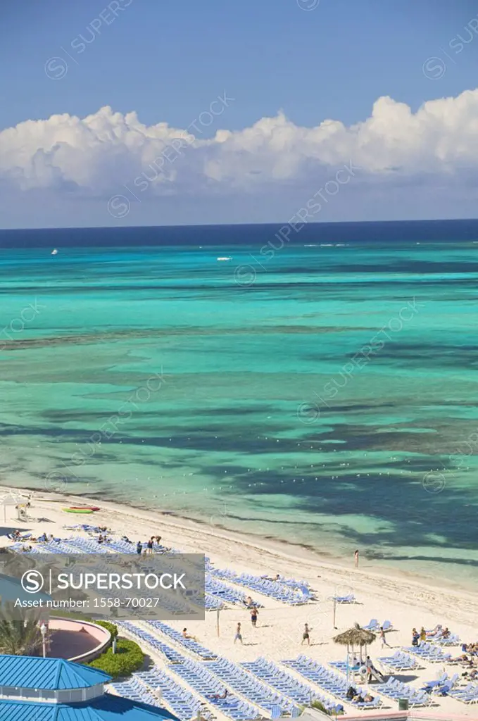 Caribbean, Bahamas, Cable Beach, dream beach, deck chairs, ocean,
